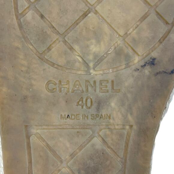 Chanel CC Logo Cap Toe Espadrille Flats Calfskin Leather Neutral Size 40 - Picture 9 of 10